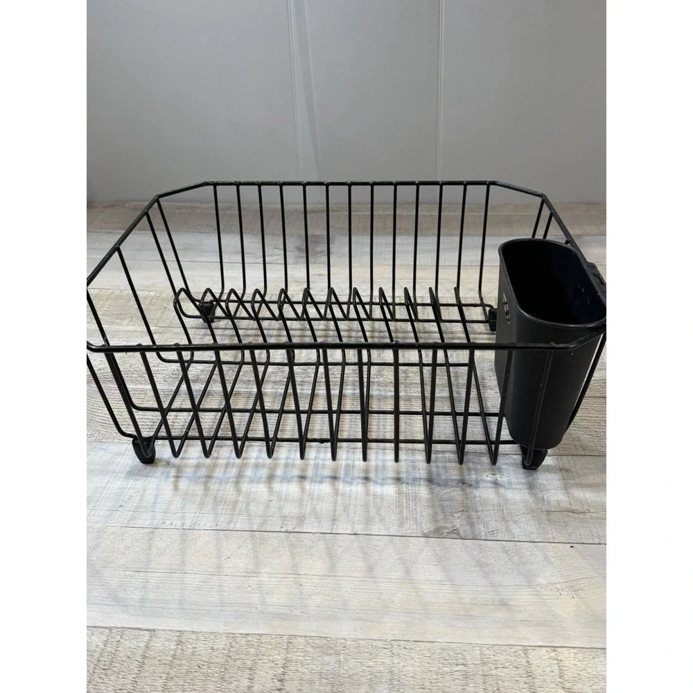 Rubbermaid Black Wire Dish Drainer Rack Silverware Basket Kitchen Sink Drying
